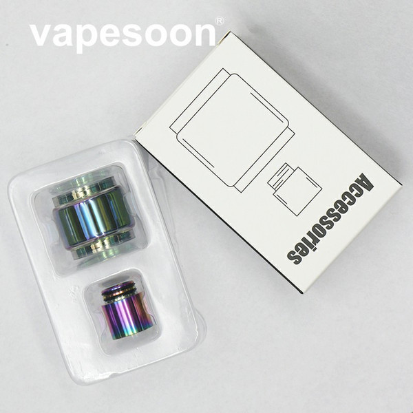 VapeSoon Replacement Fat Glass Tube With 810 SS Rainbow Drip Tip For TFV8 BIG BABY TFV12 Prince IJUST 3 Falocn King etc VS Resin Set DHL