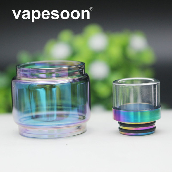 VapeSoon Replacement Fat Glass Tube With 810 Rainbow Drip Tip For TFV12 Prince Falcon King Bravo RTA Uforce T2 etc PK resin set