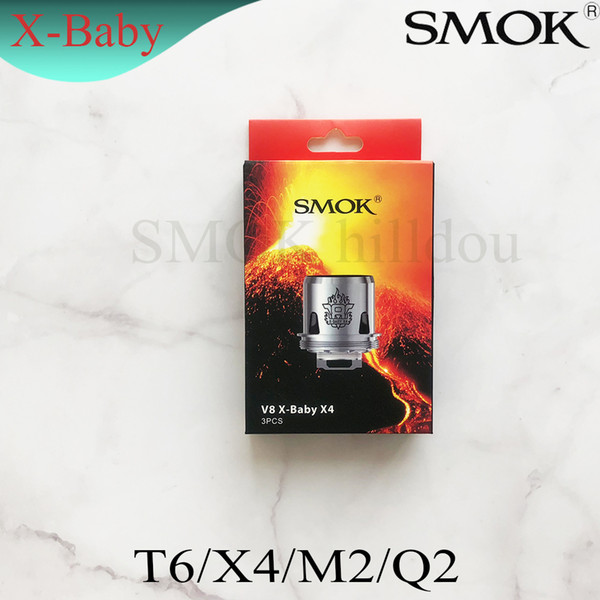 100%Original smok TFV8 X-baby Coils V8 BABY X Q2 0.4ohm M2 0.25ohm Coil Head 3pcs Pack DHL Free