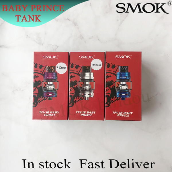 Authentic SMOK TFV12 Baby Prince Tank 4.5ml Bulb Glass Subohm Atomizer 10 Colors with Cobra 810 Drip Tip 100% Original SMOKTECH