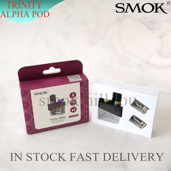 Authentic SMOK Trinity Alpha Empty Pod 2.8ML With Nord Mesh 0.6ohn Coil & Nord MTL 0.8ohm Coils for Trinity Alpha mod (it is empty)