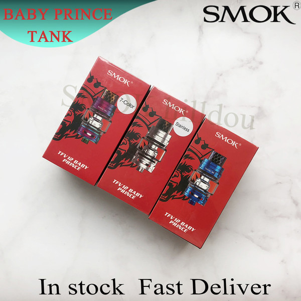 Authentic SMOK TFV12 Baby Prince TaAuthentic SMOK TFV12 Baby Prince Tank 4.5ml Bulb Glass Subohm Atomizer 10 Colors with Cobra 810 Drip Tip