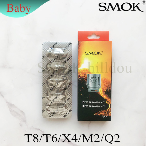 100% Original SMOK TFV8 Baby Coil Head T8 T6 X4 Q2 M2 Replacment Coil For TFV8 BABY Beast Tank Best Price DHL Free