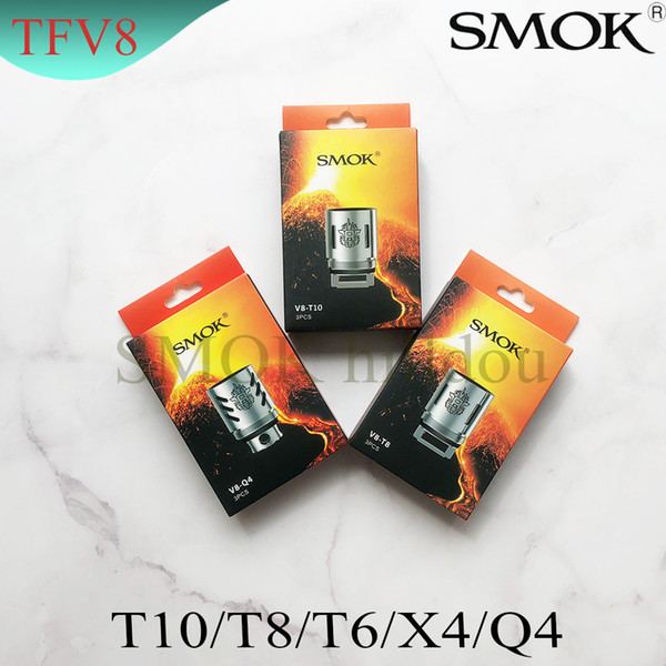 Authentic smok TFV8 Coil Head V8-T8 V8-T6 V8-Q4 V8-X4 V8-T10 Turbo V8 RBA Replacement Coils For TFV8 Cloud Beast Tank 100% genuine