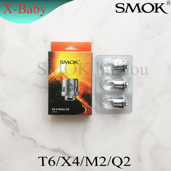 Authentic SMOK TFV8 X-Baby Coil Heads M2 Q2 X4 T6 Replacement Atomizer Coils For Smoktech TFV8 X-Baby Tank DHL Free