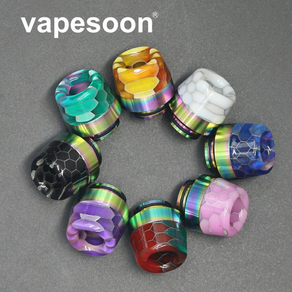 Wholesale VapeSoon 810 Mushroom Shape Stainless Steel + Resin Hybrid Material Drip Tip Snake Style DHL Free