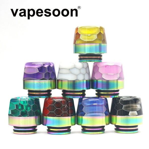 Wholesale VapeSoon 810 Mushroom Shape Stainless Steel + Resin Hybrid Material Drip Tip Snake Style DHL Free Shipping