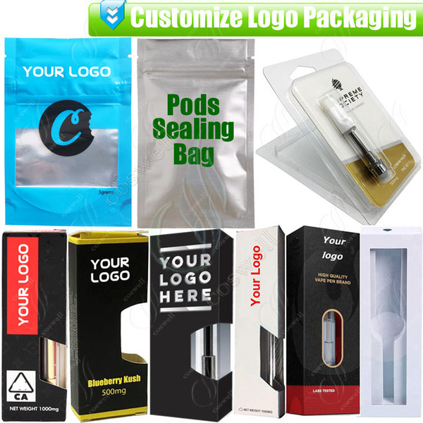 Custom Packaging for Thick Oil Vapes Cartridges OEM Design Customize Paper Gift Box Blister Package Bag e cig Cigarettes Vaporizer Atomizers