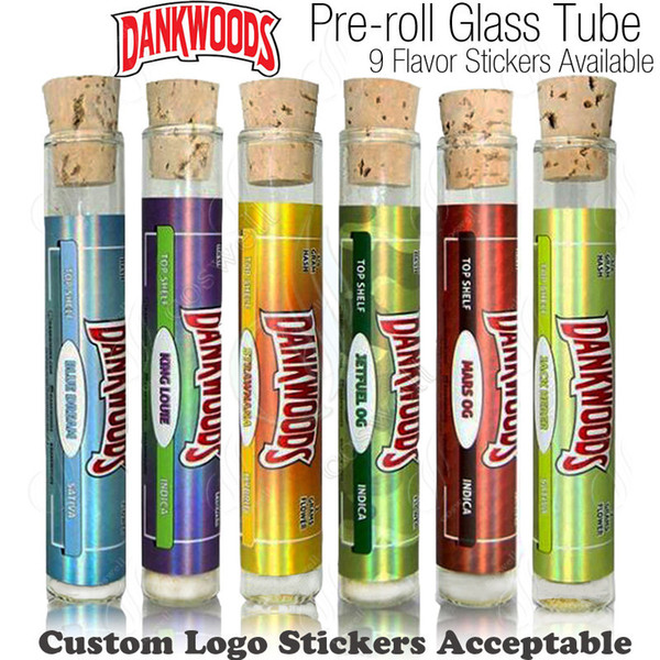 DANKWOODS Empty Glass Tube Wood Cork Tips Cartridges Dry Herb Herbal RAW Pre-roll Flavors Stickers Packaging Packwoods Moonrock e cigs Vapor