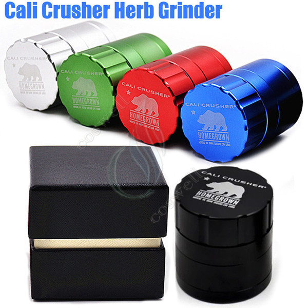 Top quality Cali Crusher Grinder 4 Layers 42mm 53mm Tobacco metal High Grade Aluminium Alloy Herb Spice Crusher Gift Box herbal Grinders