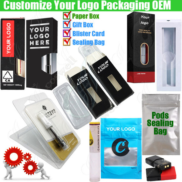 Custom Packaging for All Thick Oil Vapes Cartridges OEM ODM Design Customize Paper Gift Box Blister Package Bag e cig Vaporizer Vape Pen