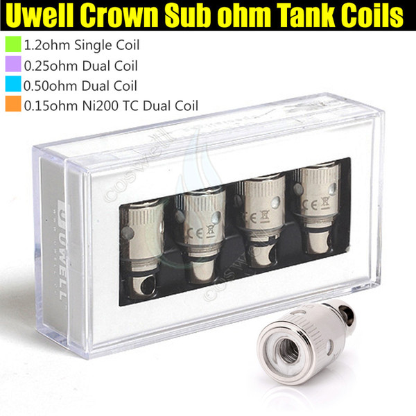 Top quality Uwell Crown Sub ohm Tank Coil 0.5ohm 0.25ohm 0.15ohm Ni200 1.2ohm Clone replacement ecigarette Dual Temperature Control TC Coils