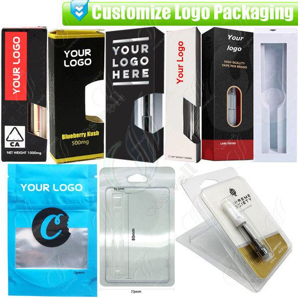 Custom Packaging for Thick Oil Vapes Cartridges OEM Design Customize Paper Gift Box Blister Package Bags e cigs Vaporizers Atomizer Service