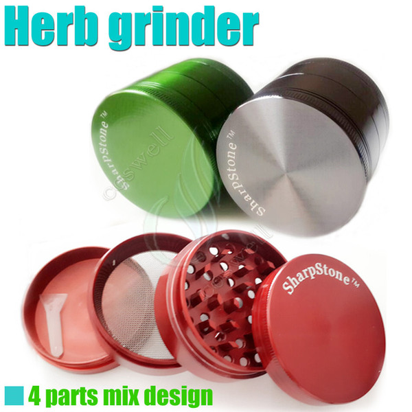 Top Full metal herb grinder SharpStone 4 parts 50mm herbal cnc teeth filter net dry herb vaporizer pen vaporizers vapor e cigarette kit DHL