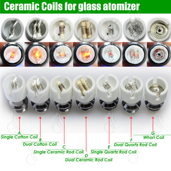 Vape Quartz Ceramic Cotton dual rebuildable atomizer coils Donut wax dry herb Herbal glass globe vaporizer pen e cigs vapor replacement core