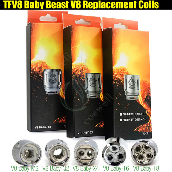 Top Quality TFV8 BABY Replacement Coils Head for Baby Beast Tank V8 Baby T8 T6 X4 M2 0.15/0.25ohm Q2 0.4/0.6ohm Rebuildable Atomizer Coils