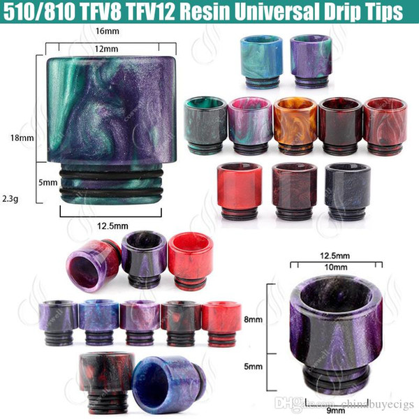 New 510 810 TFV8 Epoxy Resin Drip tips Wide Bore Dripper tip Mouthpiece for TFV12 Beast Prince Tank RBA Atomizer e cigarettes Vape Mod RDA