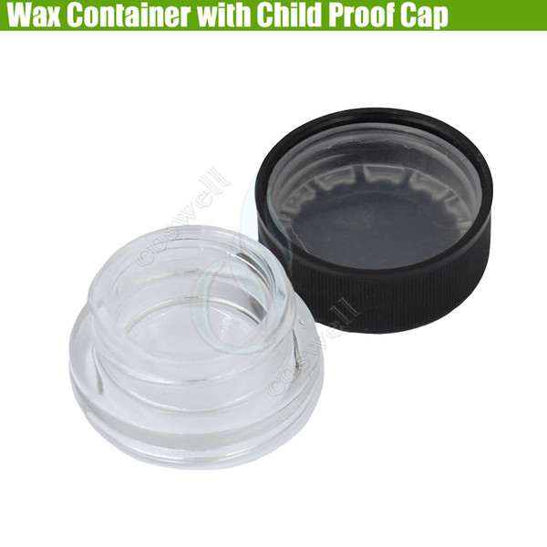 New Pyrex Wax Container Child Proof Cap Cover Dab Glass Jars Dry Herb Herbal Non-Stick Concentrate Waxy Food Grade Bottle Vaporizers Dabber