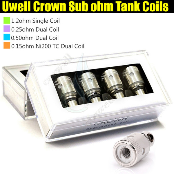 Top Uwell Crown Sub ohm Tank Coil 0.5ohm 0.25ohm 0.15ohm Ni200 1.2ohm Clone replacement e cig cigarettes Dual Temperature Control TC Coils