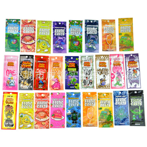 30 Flavors Exotic Carts Mario Carts Packaging Ziplock Bags Package for Exotic Carts Vape Cartridge Cearamic Coil 1.0ml AC1003 Vape Tank