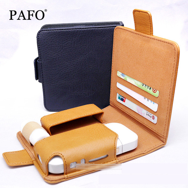 Wholesale IQOS Bag Brown Blue Color PU Leather Portable Bag with Card Holder Carrying Case