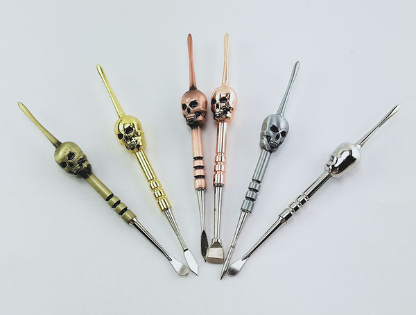 New Design Skull Wax Dabber Tool 6 Colors Stainless Steel 121MM dabber tool for wax dry herb DHL Free