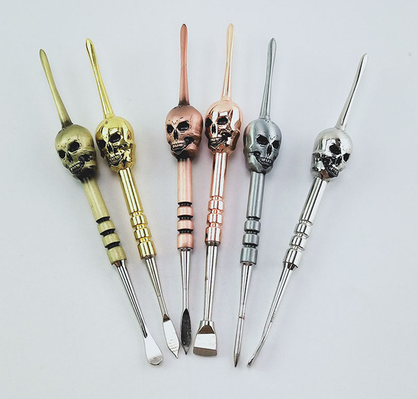 Skull Wax Dabber Tool 6 Colors 121MM Changeable Disassembled Dab Jar Tools Metal Stainless Steel for dry herb Vape Atomizer