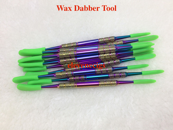 DHL Free New Designed Rainbow Color Stainless Steel Wax Dabber Tool with Silicone Cap Dabber Tool for Wax Atomizer