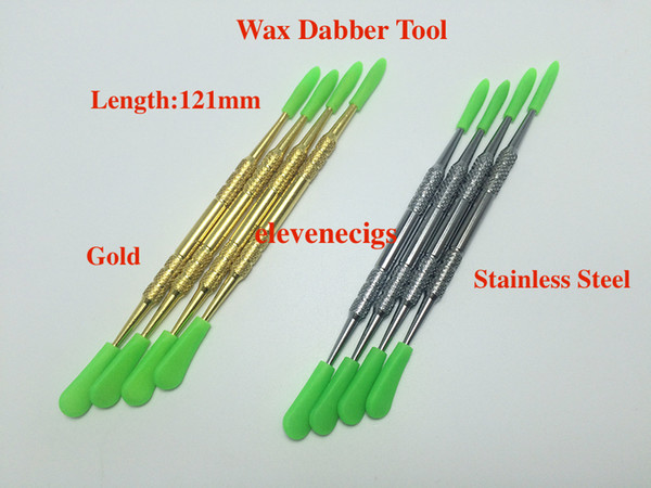 Gold and Stainless Steel Color Wax dabber tool with silicone cap for Wax atomizer dry herb vaporizer pen DHL Free