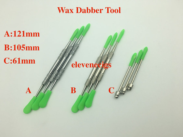 wax dabber tool with silicone cap 121mm 105mm 61mm stainless steel wax tool for dry herb vaporizer pen Skillet glass globe atomizer