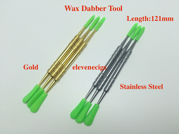 Gold and Silver colors Wax dabber tool with silicone caps 121mm 106mm 61mm wax tool for Wax dry herb vaporizer pen