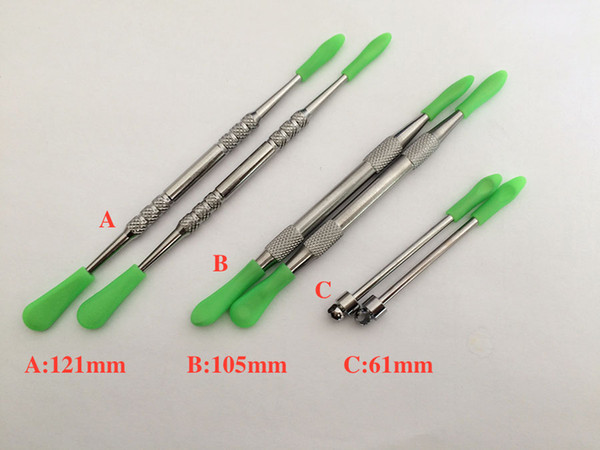 silicone tip wax dabber tool 121mm 105mm 61mm stainless steel wax dab tool for wax dry herb vaporizer