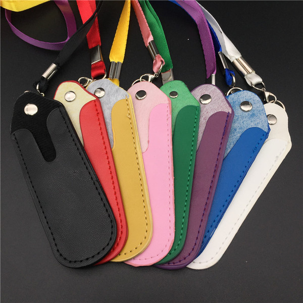 Colorful E Cigarette Bag Necklace String eGo E Cigarette Bag Necklace String Round Corner Case Bag PU Leather Lanyard