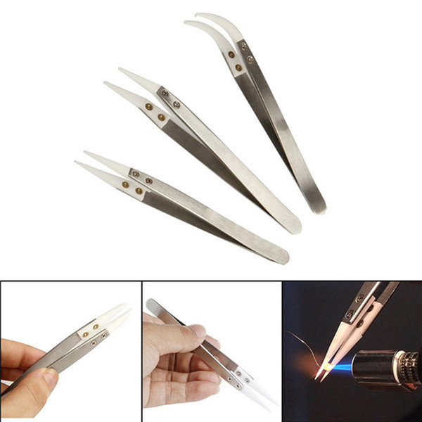 Ceramic tweezer Wrapping Coiler Wire Wick Tool heat antistatic Stainless Steel black white nipper tweezer For DIY RDA RBA Atomizer