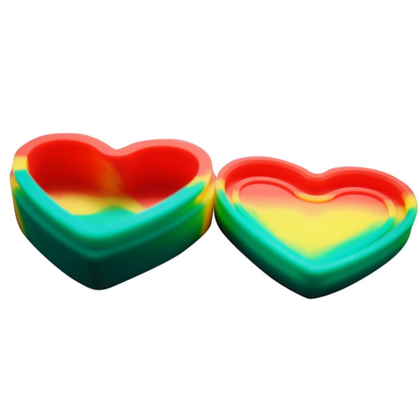 FDA approved Heart nonstick Silicone Jars Dab Wax Container Rasta Silicone Wax Container for Oil