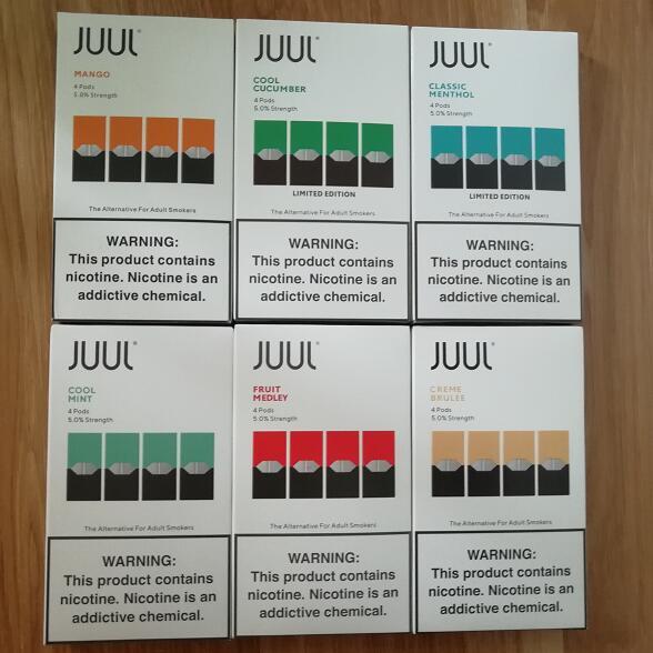 Best 2019 Juul Pods cartridge latest Package for juul device 4 pods 1 pack hot flavors mango Cool Mint pods free shipping