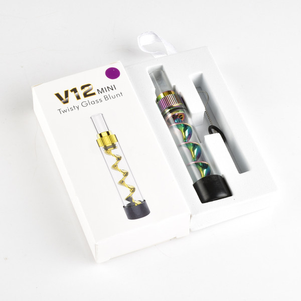 V12 mini Twisty Glass Blunt Kit grinder Filter System More Accessories herbal Pipes v12 glass pipe01