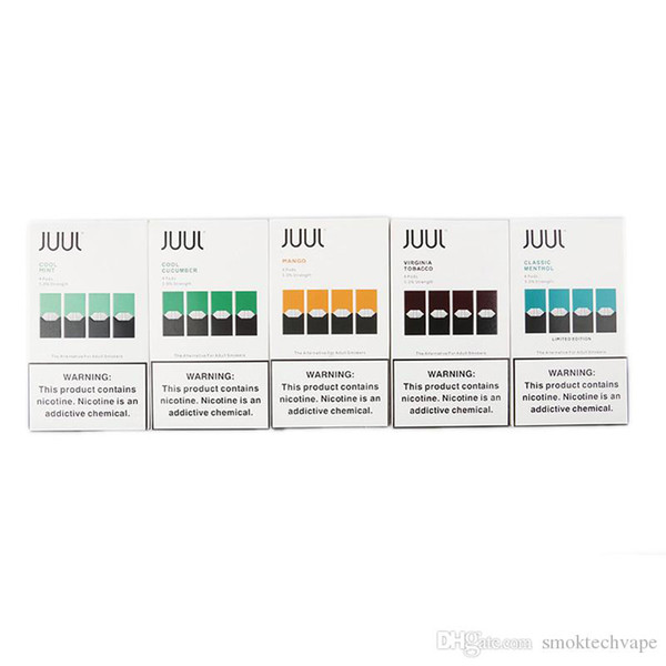 No leak Mango Cool Cucumber Mint Fruit JUUL V3 Pods 8 Flavors Refillable Pod Cartridges 4pcs Pack For juul Portable Pen Device Kit