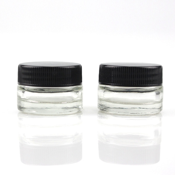 Food Grade Non-Stick 5ml Glass Jar Tempered Glass Container Wax Dab Jar Dry Herb Container with Black Lid VS 6ml Glass Jar DHL