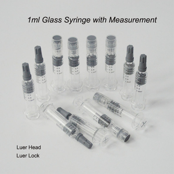 1ml Pyrex Syringe Borosilicate Luer Head Luer Lock Glass Injector with Measurement Mark Tip For Glass Cartridges Vape Tank Oil Filling Tools