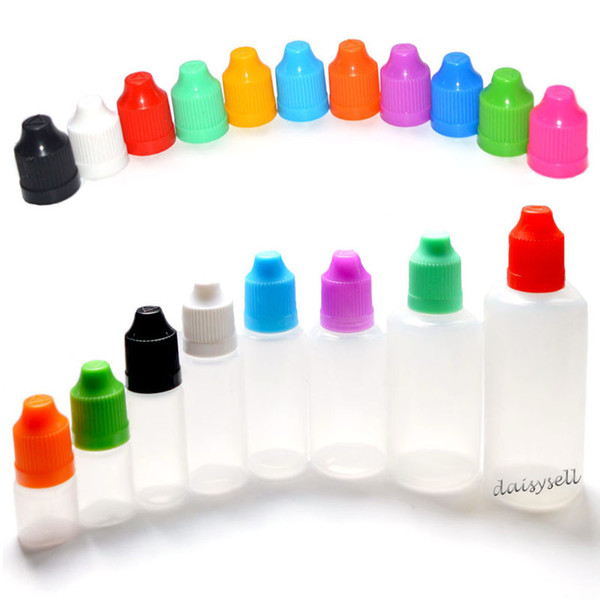 E-Cig Plastic Dropper Bottle With Childproof Cap And Long Thin Tip Empty Bottle 3ml 5ml 10ml 15ml 20ml 30ml 50ml E-liquid Bottles