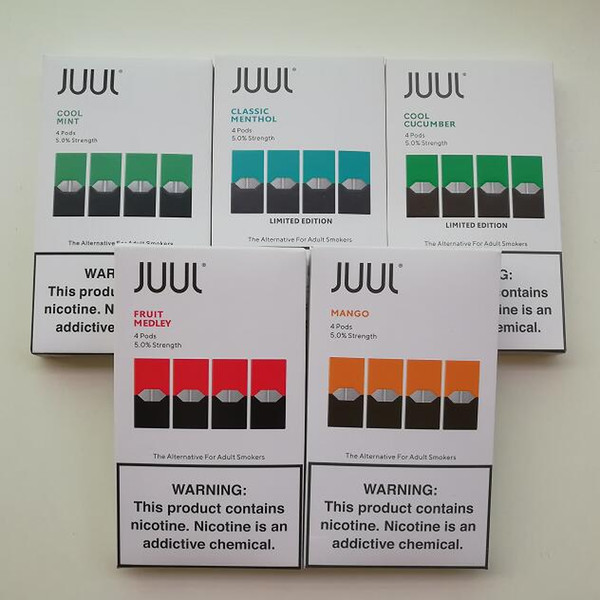 2019 Best mango juul pods cool mint fruit flavors for juul vape pen 4 pod in 1 pack 8 flavors DHL free