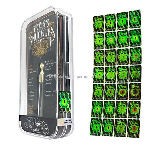 Hologram Stickers Anti-counterfeiting mark for Brass knuckles Vape Cartridges Holographic Green Label With different Numbers In Stock