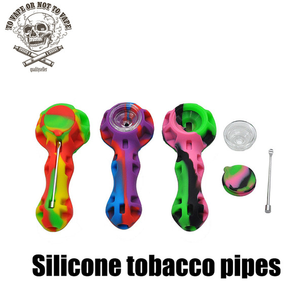 Silicone pipe smoking pipe Hand Spoon Hookah Bongs multi Colors silicone oil dab rigs with dab tool VS twisty glass blunt