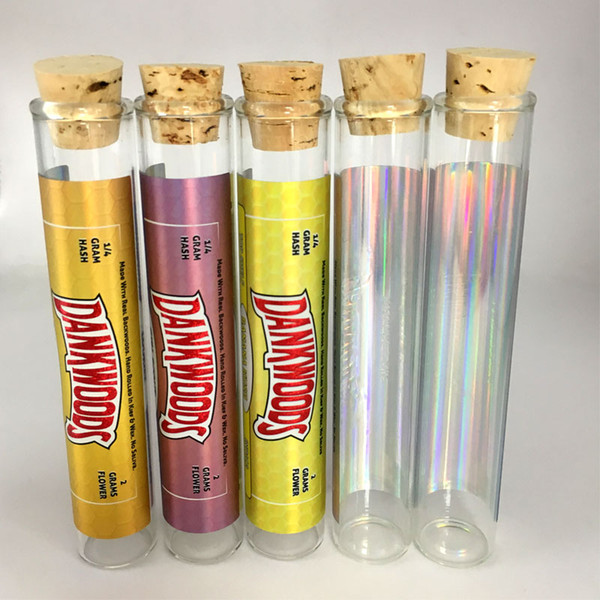 Empty Dankwoods Pre-roll Tubes Glass Tube Wood Cork Tips 120*21mm Dank Vapes Cartridges Dry Herb Herbal Flavors Sticker Package 1lot=250pcs