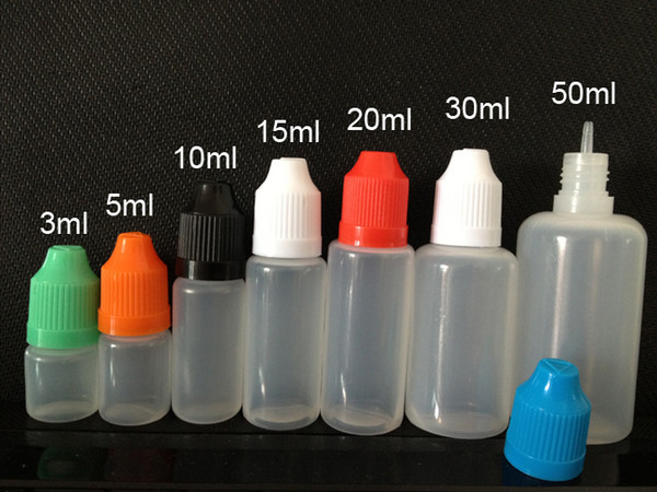 Dropper Bottles 3ml 5ml 10ml 15ml 20ml 30ml 50ml Plastic PE Soft Empty Bottles Needle Bottle with Childproof Cap Long Thin Dropper Tips