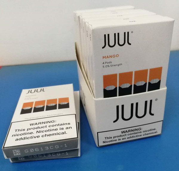 32packDHL newest Best Quality JUUI Pods 8 flavors for juuI pen device mango mint fruit Portable vape pen 4pcs/pack refillable pod cartridge