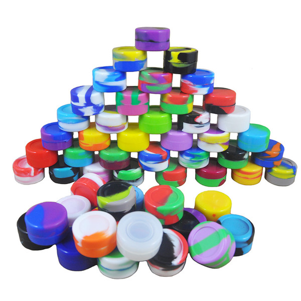 DHL/UPS 5 ml Non-stick Silicone Jar Dab Wax 5 ML Containers Non-Solid Colors Silicone Jars Concentrate Case Dabs Silicone Storage Containers