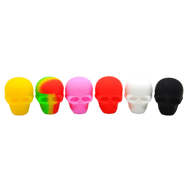 Skull Silicon Jars Siilicone 15ml Multi colors Portable Skull Shape Smoking Pipe Silicone Container OEM logo For Wax Oil Vape