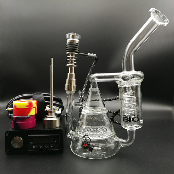 Heady D electric nail kit E digital Nail Coil PID with Glass bong Honeycomb percolator Dab rig DHL free